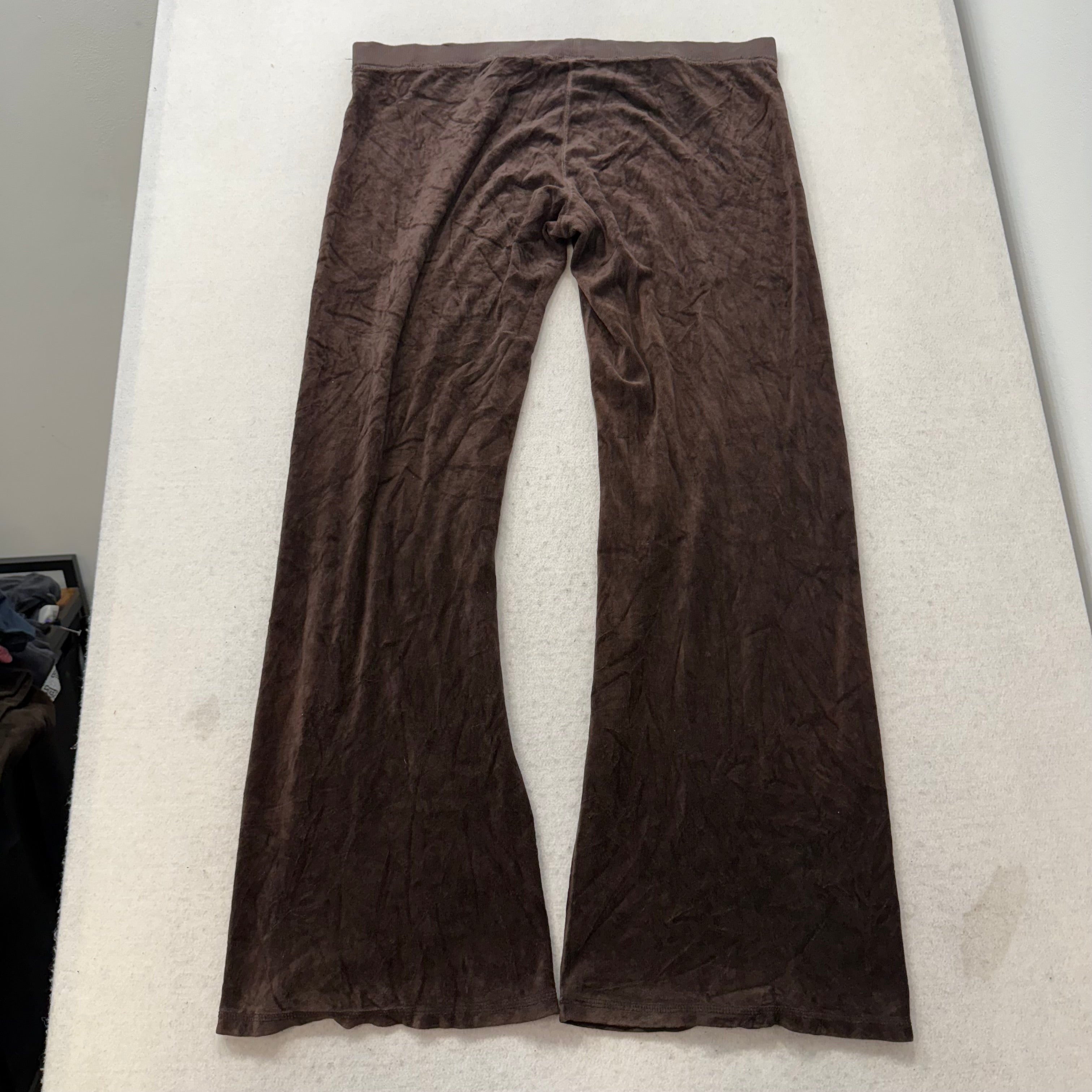 Juicy Couture Women's Dark Brown Velour Wide Leg Flare Track Pant Casual Size XL