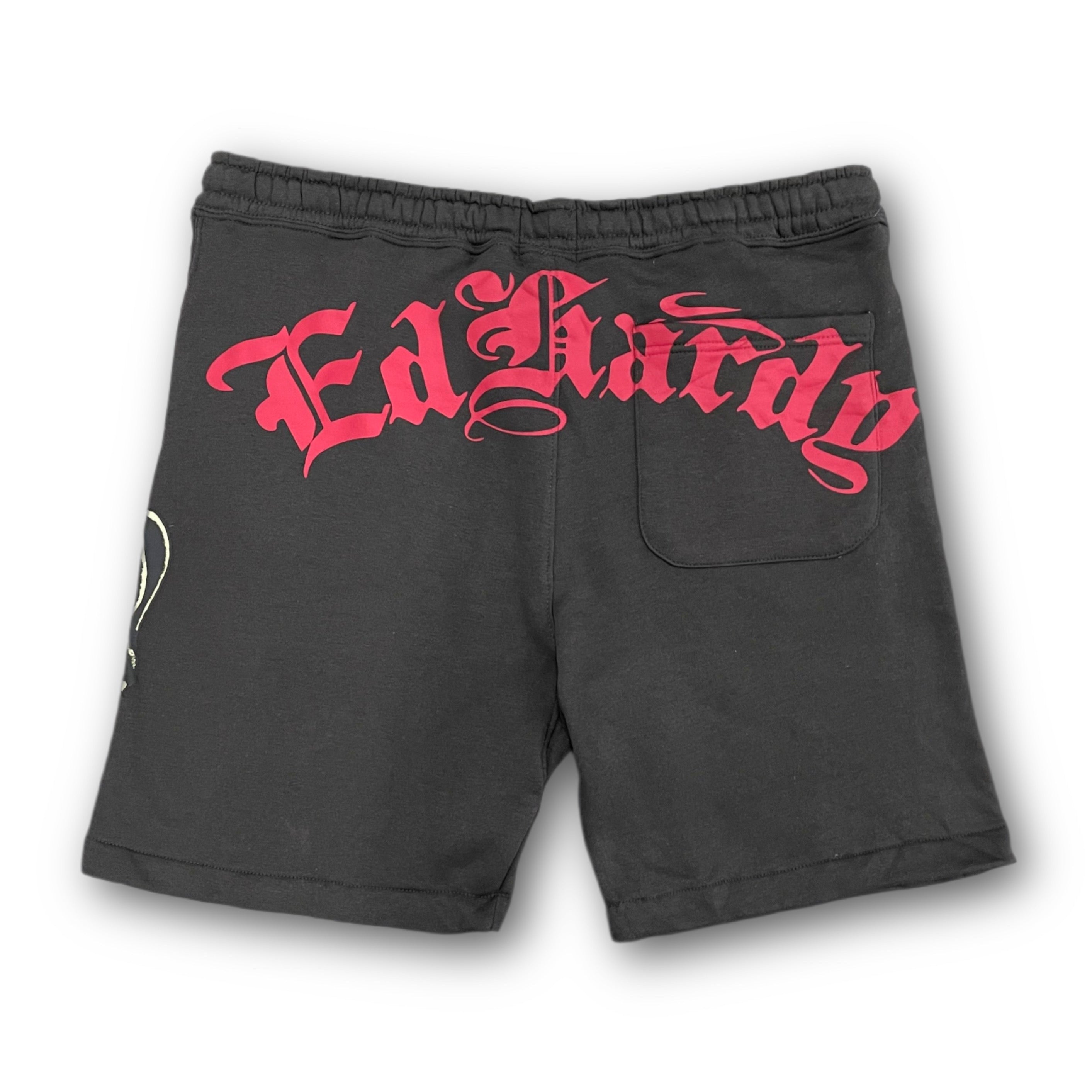 ED HARDY “Panther Skull” CHARCOAL FLEECE SHORTS