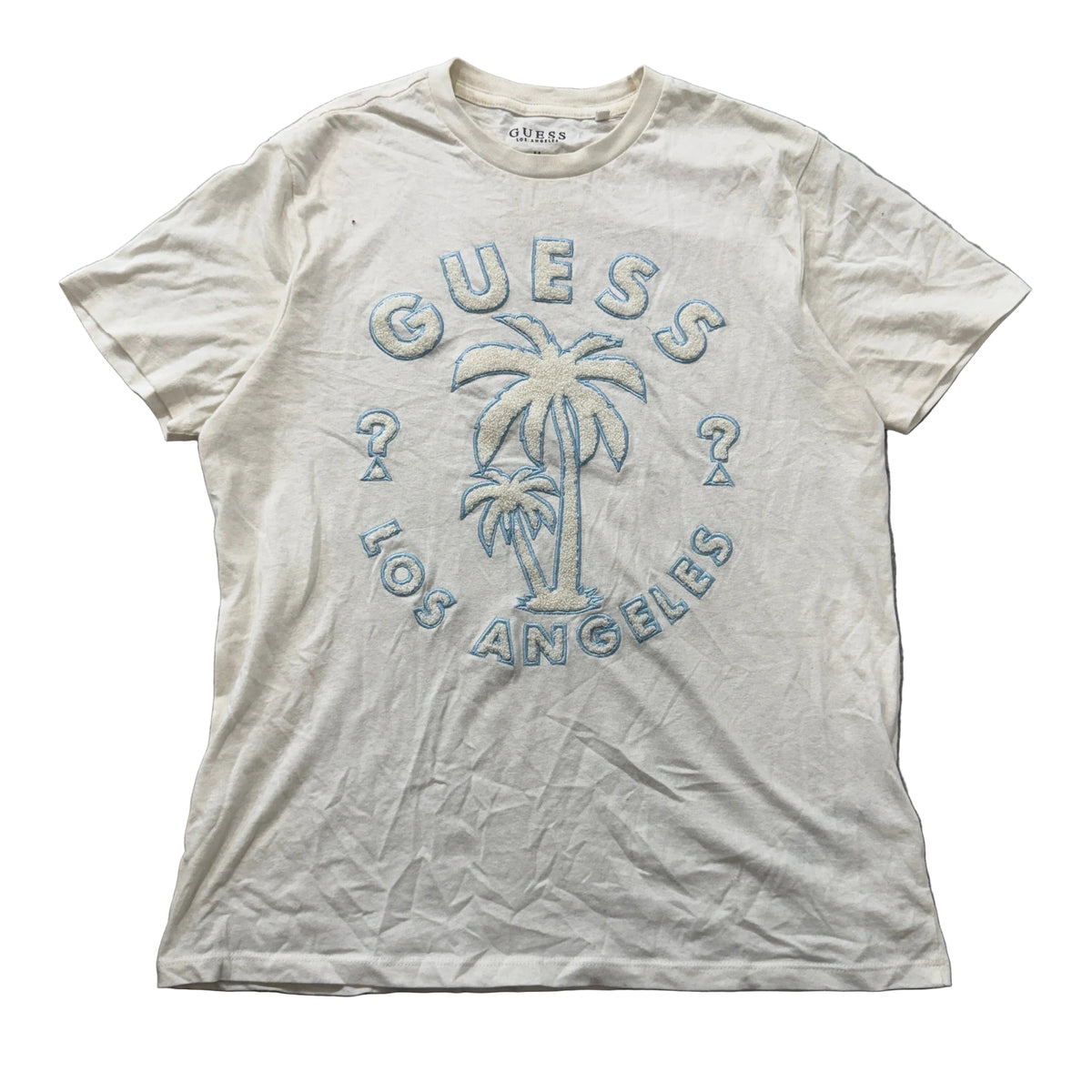 Guess Los Angeles cream palm chenille graphic tee front