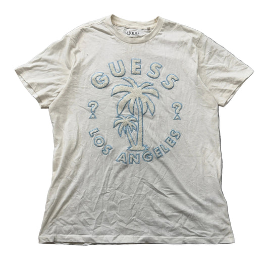 Guess Los Angeles cream palm chenille graphic tee front