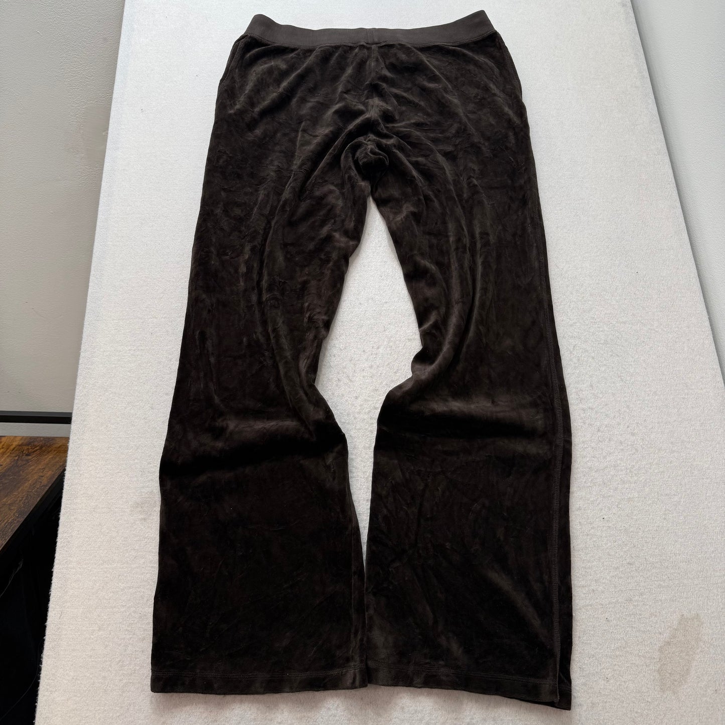 Juicy Couture Women's Dark Brown Velour Flared Leg Track Pants Drawstring Size L