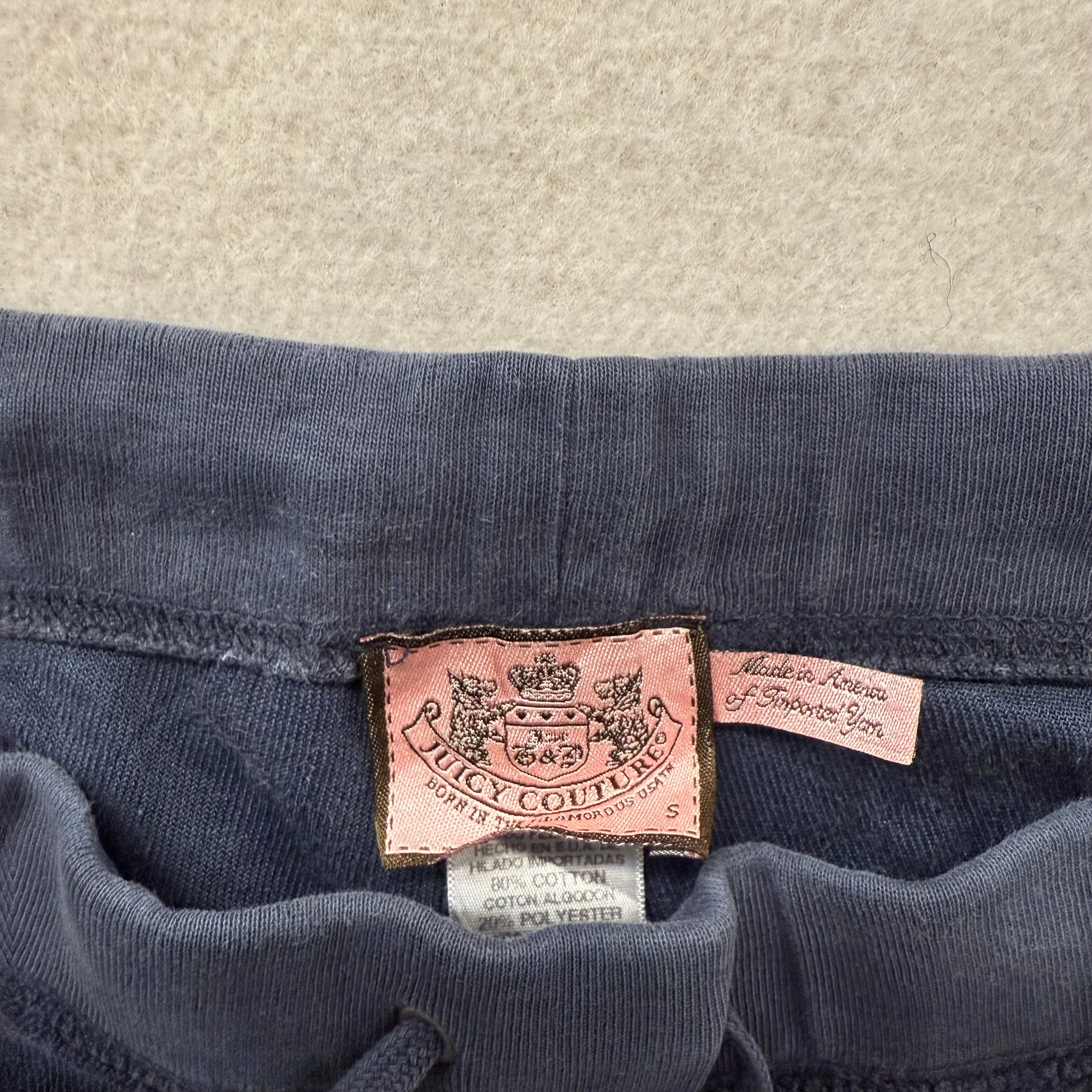 Vintage Juicy Couture Navy Blue Drawstring Flare Terry Cloth Pants Size S