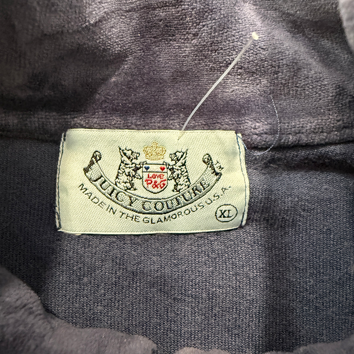 2003 Vintage Juicy Couture Women's Navy Velour Zip-Up Track Jacket Y2K Size XL