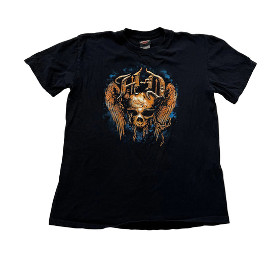 Harley-Davidson Men's Black Cotton T-Shirt Winged Skull H-D Graphic Tee Size L