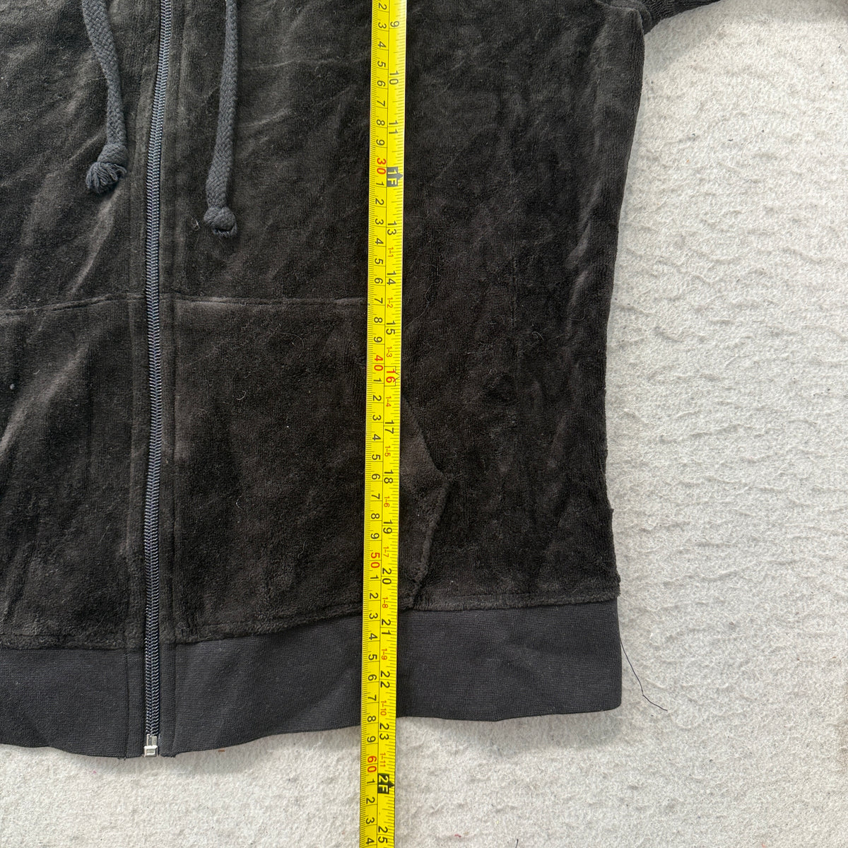 Vintage Juicy Couture Womens Black Velour Zip-Up Hoodie Butterfly Graphic Size L