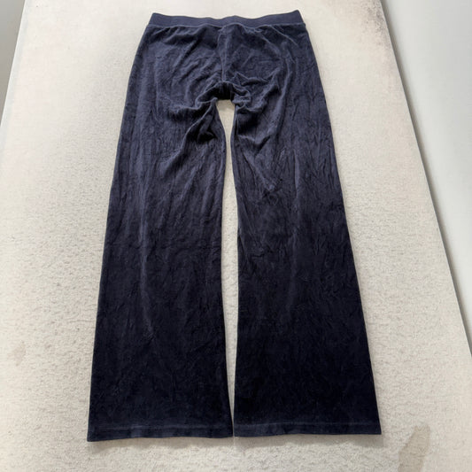Juicy Couture Women's Dark Navy Blue Velour Flared Track Pants Loungewear Size M