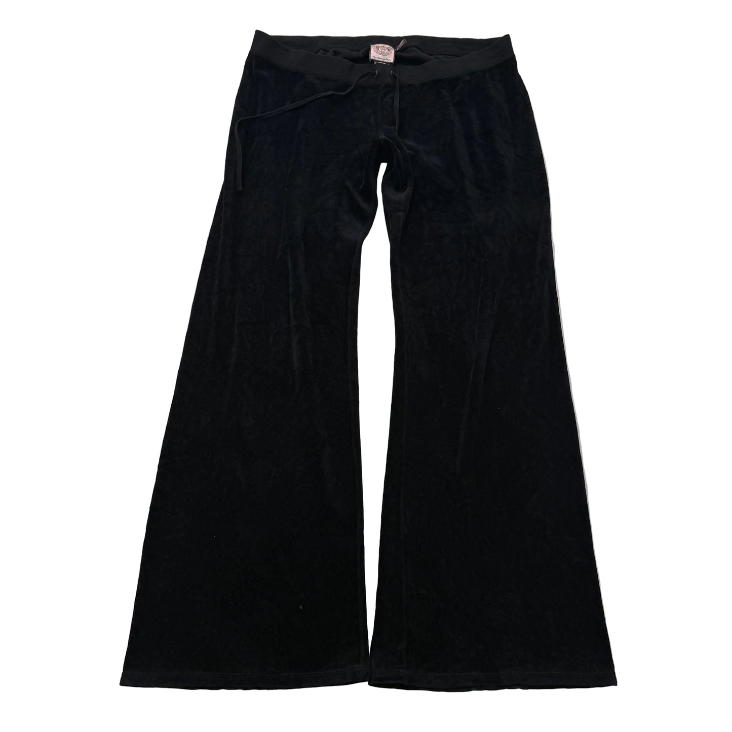 Juicy Couture Women's Black Velour Flared Wide Leg Track Pant Loungewear Size XL