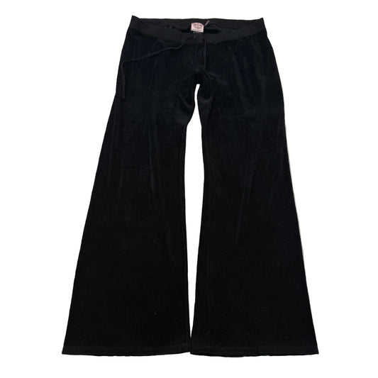 Juicy Couture Women's Black Velour Flared Wide Leg Track Pant Loungewear Size XL