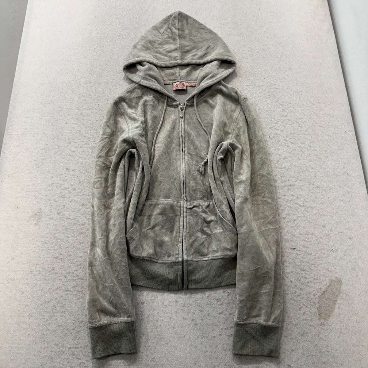 Juicy Couture Cupcake Couture Women's Grey Velour Zip-Up Hoodie Pockets Size XL