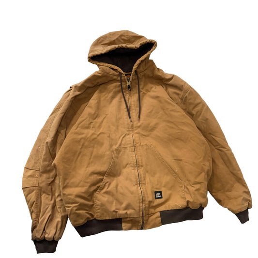 Berne Men's Brown Heritage Hooded Jacket Drawstring Pockets Workwear Size 3XL