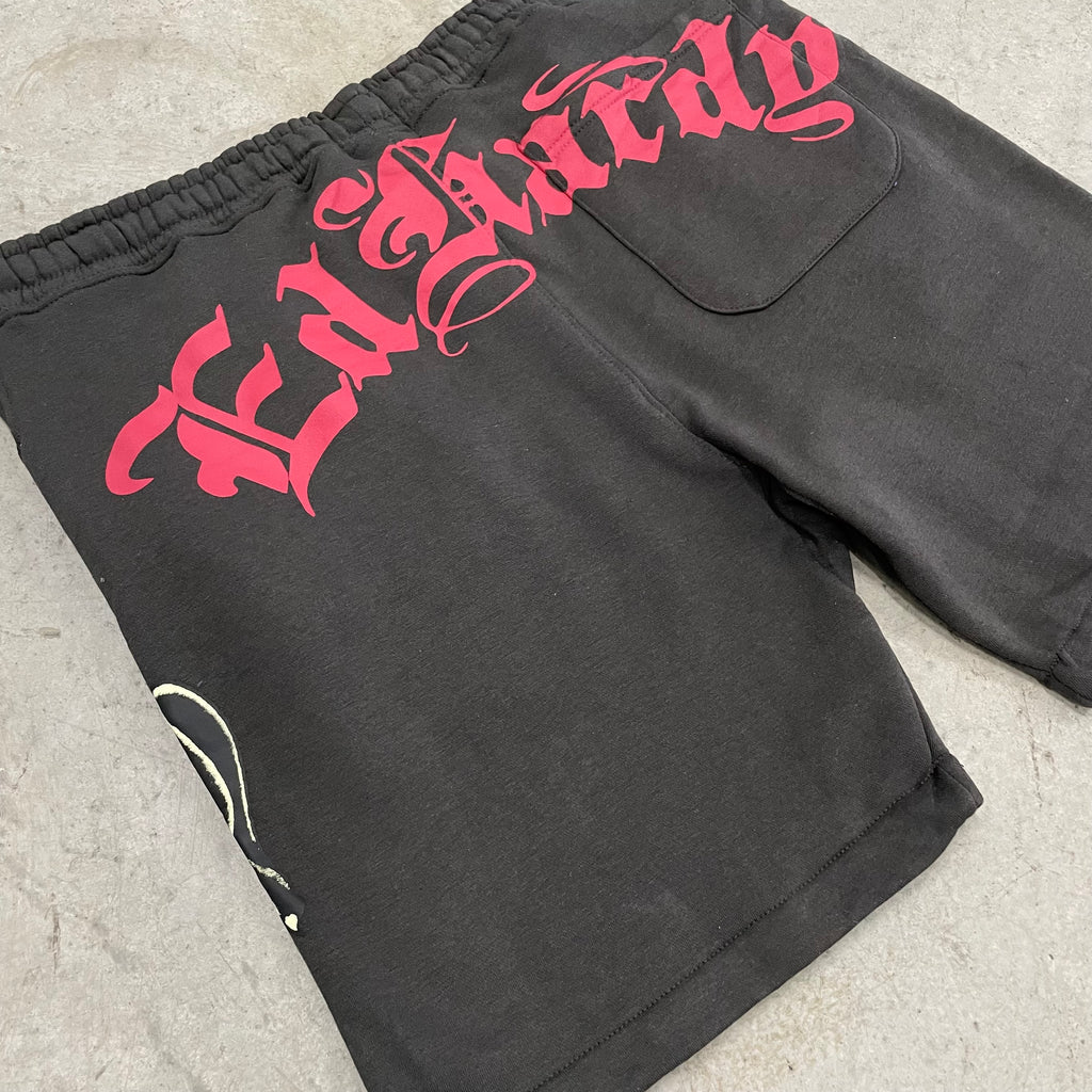ED HARDY “Panther Skull” CHARCOAL FLEECE SHORTS