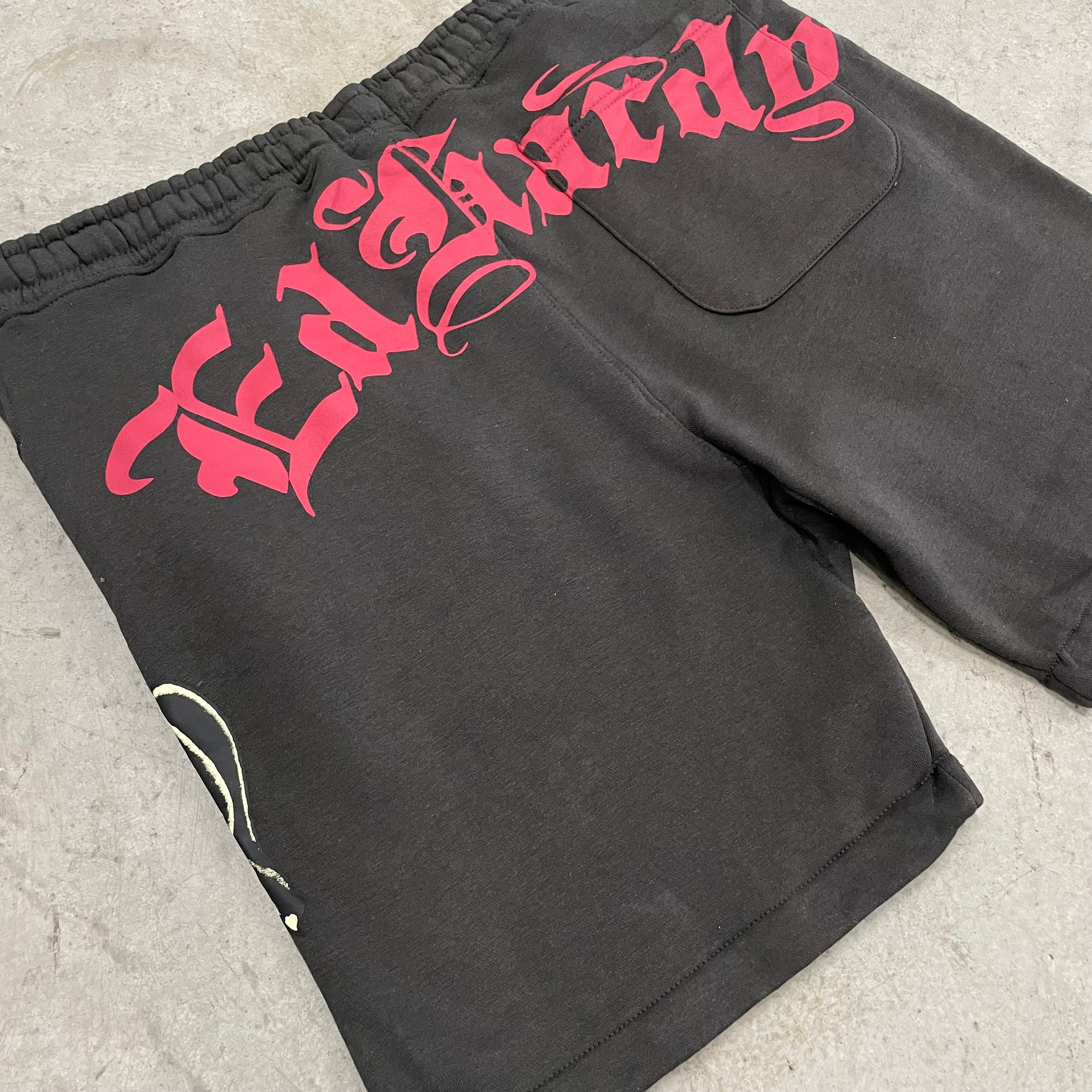 ED HARDY “Panther Skull” CHARCOAL FLEECE SHORTS