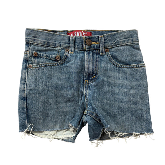Levi's 527 Cutoff Denim Shorts Boys Medium Wash Blue Frayed Hem Slim Size 10 photo 1