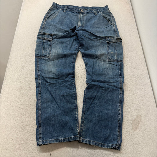Wrangler Cargo Jeans Men's Medium Wash Blue Denim Utility Pockets Size 36x34 photo 1