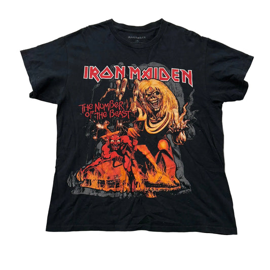 Iron Maiden Black T-Shirt Short Sleeves The Number of the Beast Graphic Size L