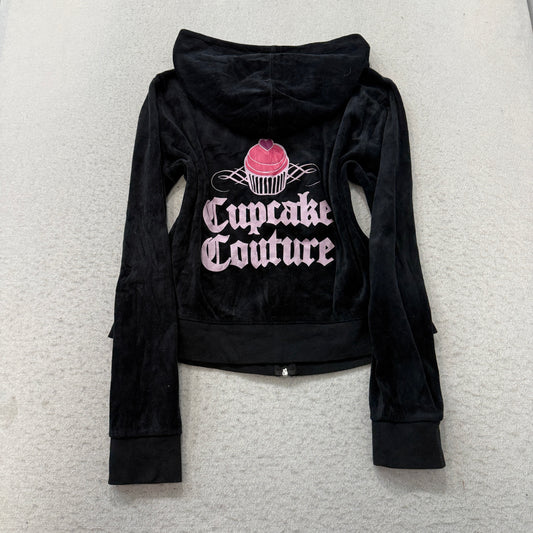 Vintage Juicy Couture Cupcake Couture Women's Black Velour Tracksuit Set Size L