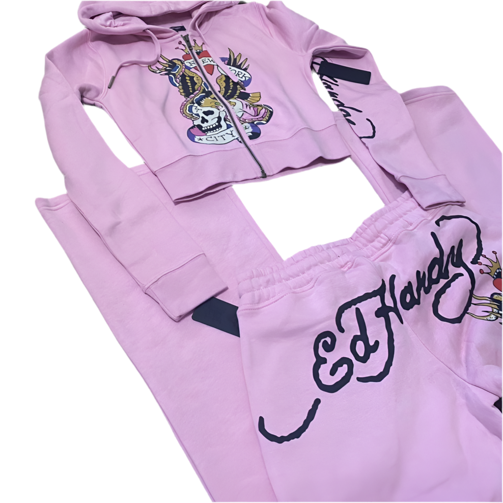 ED HARDY “FLYING SKULL” PINK Women's Set