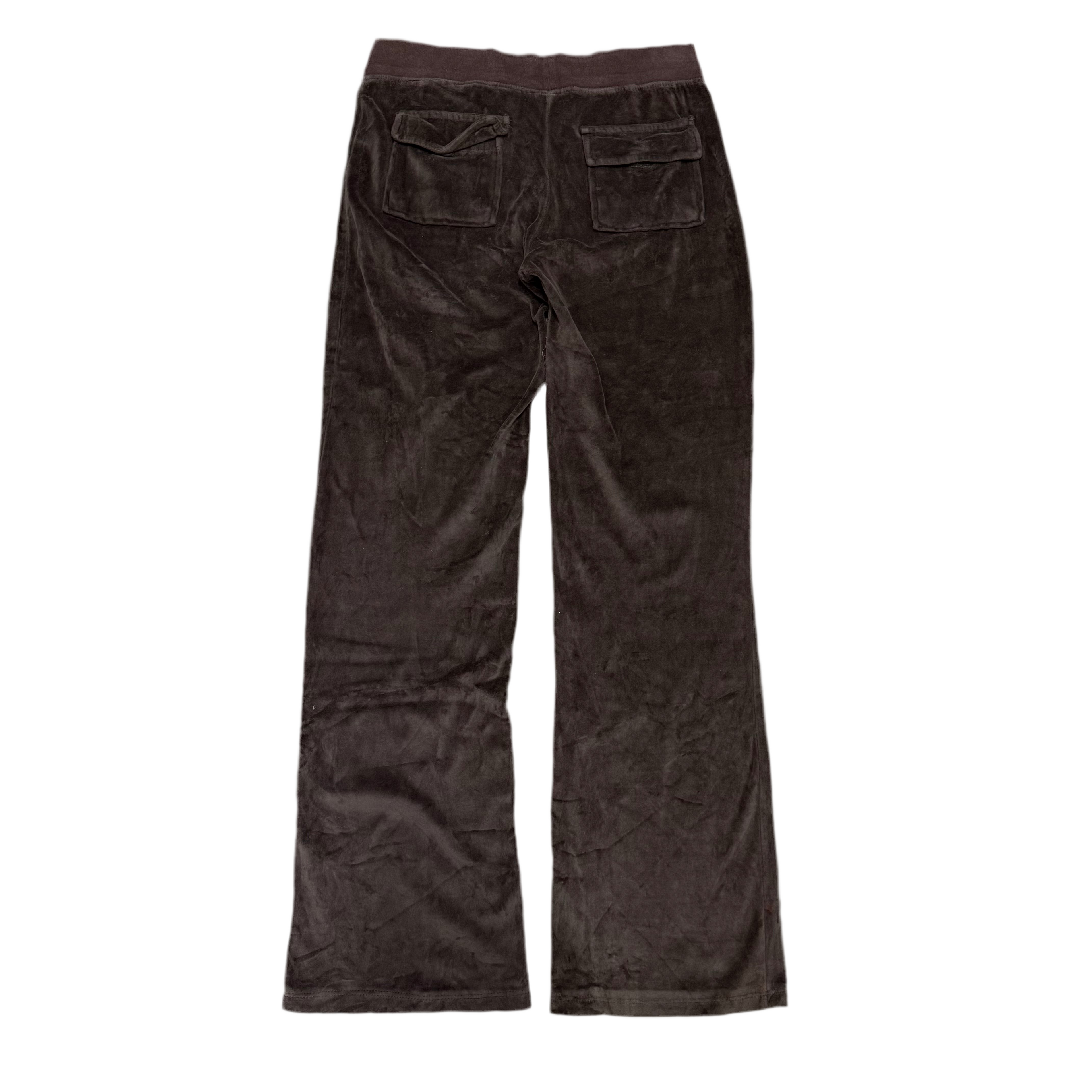 Brown VINTAGE Velour Juicy Couture Flared Pants w/ BACK POCKETS SIZE M