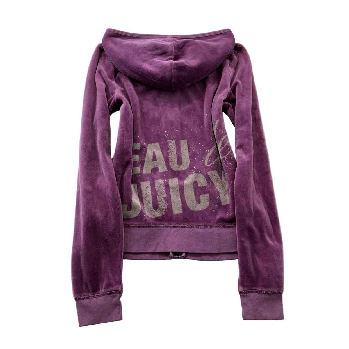Vintage Juicy Couture Women's Plum Zip-Up Hoodie Back Graphic Logo Y2K Size L