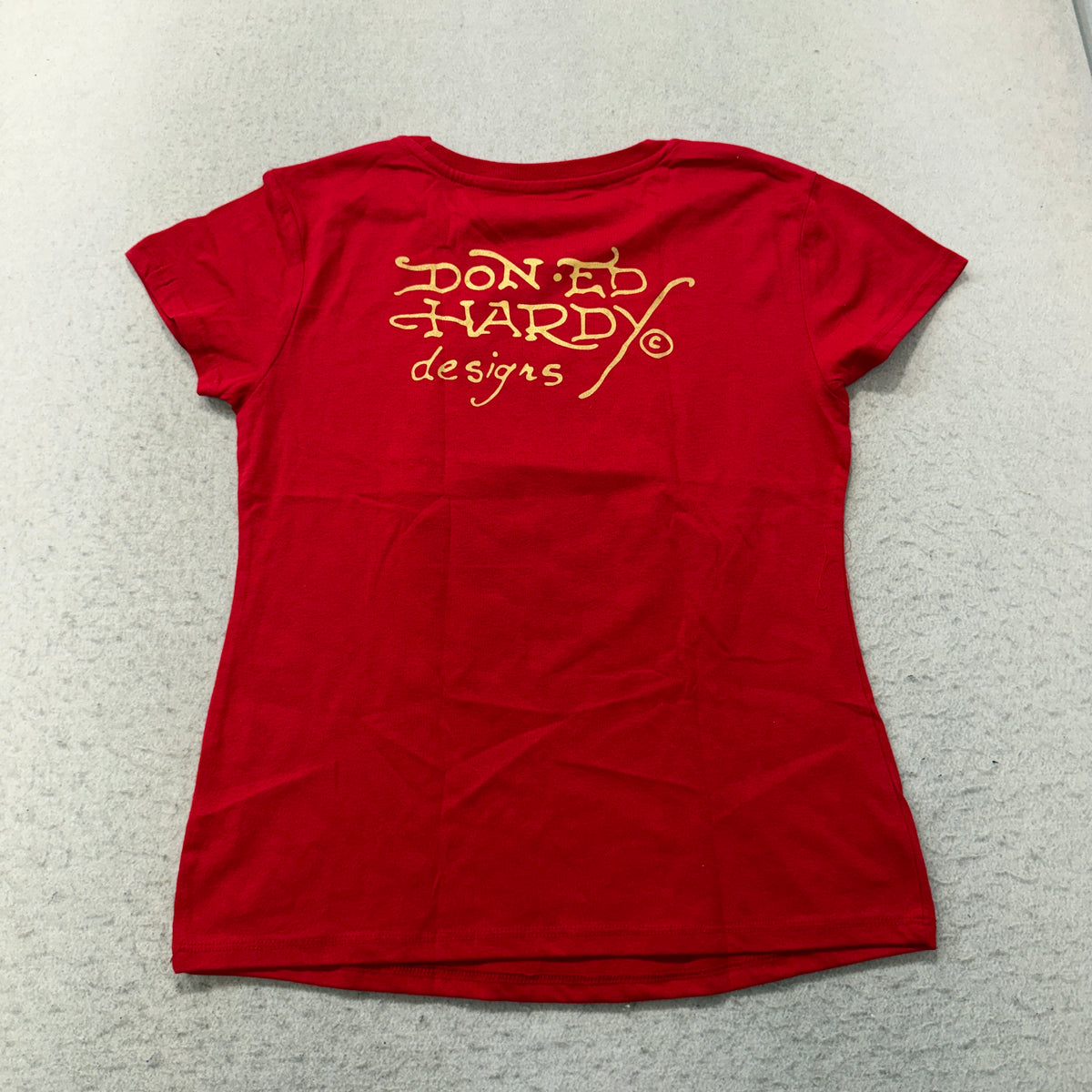 Ed Hardy Love Kills Slowly Skull Graphic T-Shirt Red Size L photo 2