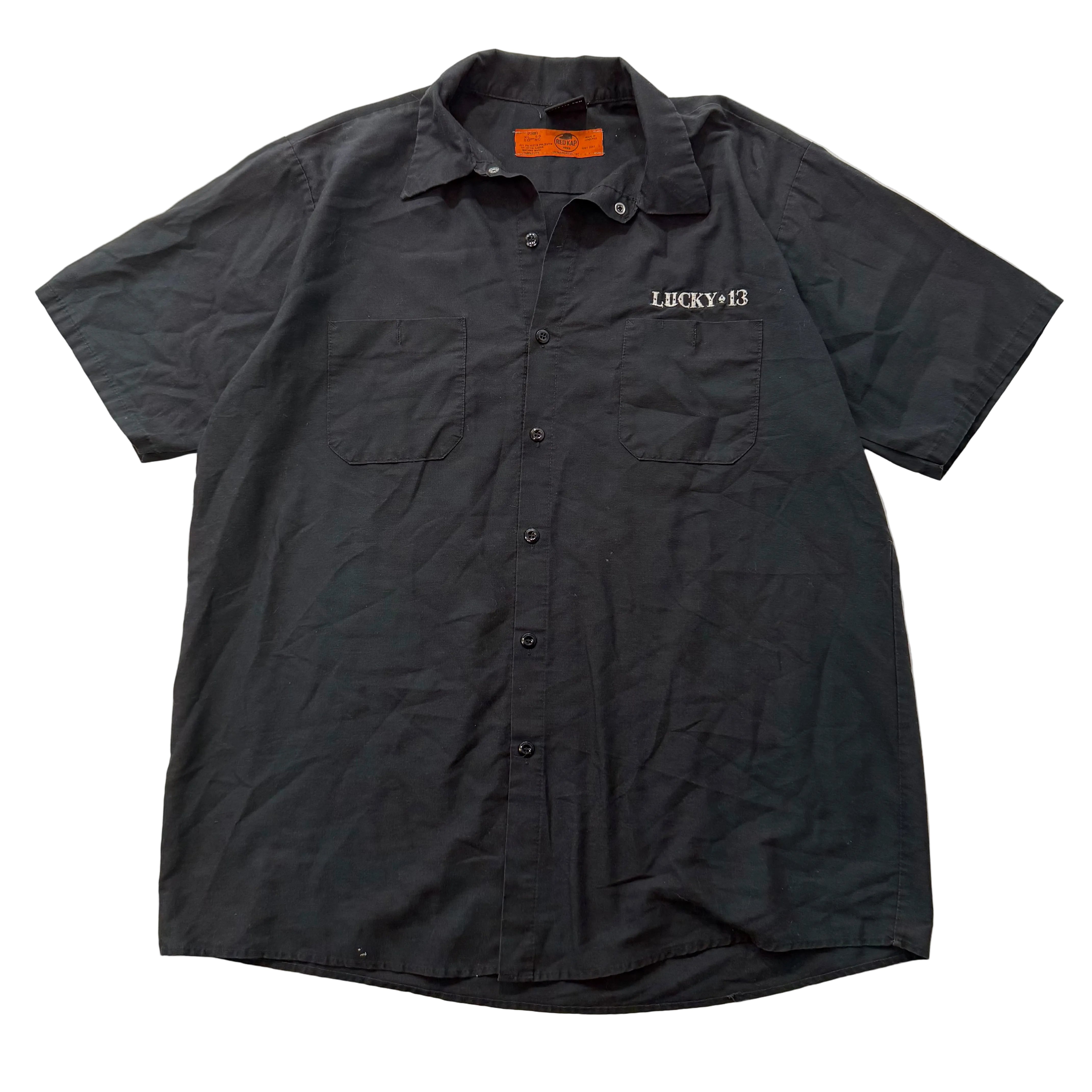 Lucky 13 Hot Rod Men's Black Short Sleeve Button Down Work Shirt Size XL