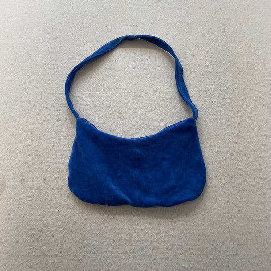 Juicy Couture Women's Cobalt Blue Velour Glitter Logo Classic Y2k Shoulder Bag