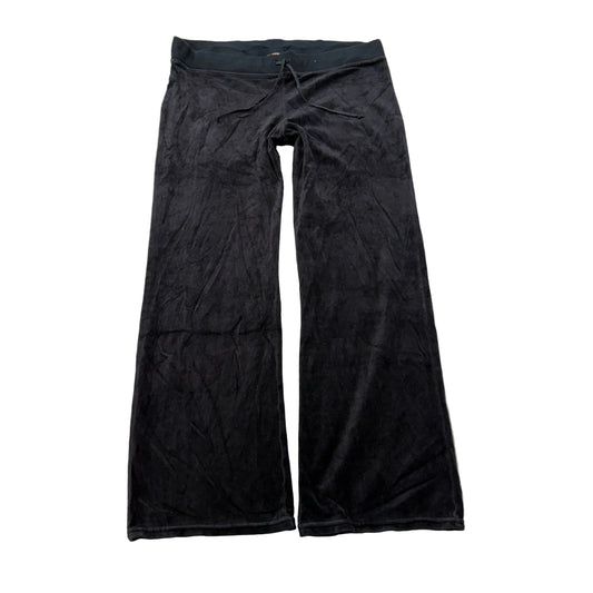 Vintage Juicy Couture Women's Black Velour Flared Track Pants Drawstring Size L