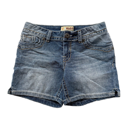 Mudd Denim Shorts Women's Medium Wash Blue Embroidered Pockets Size 14 photo 1