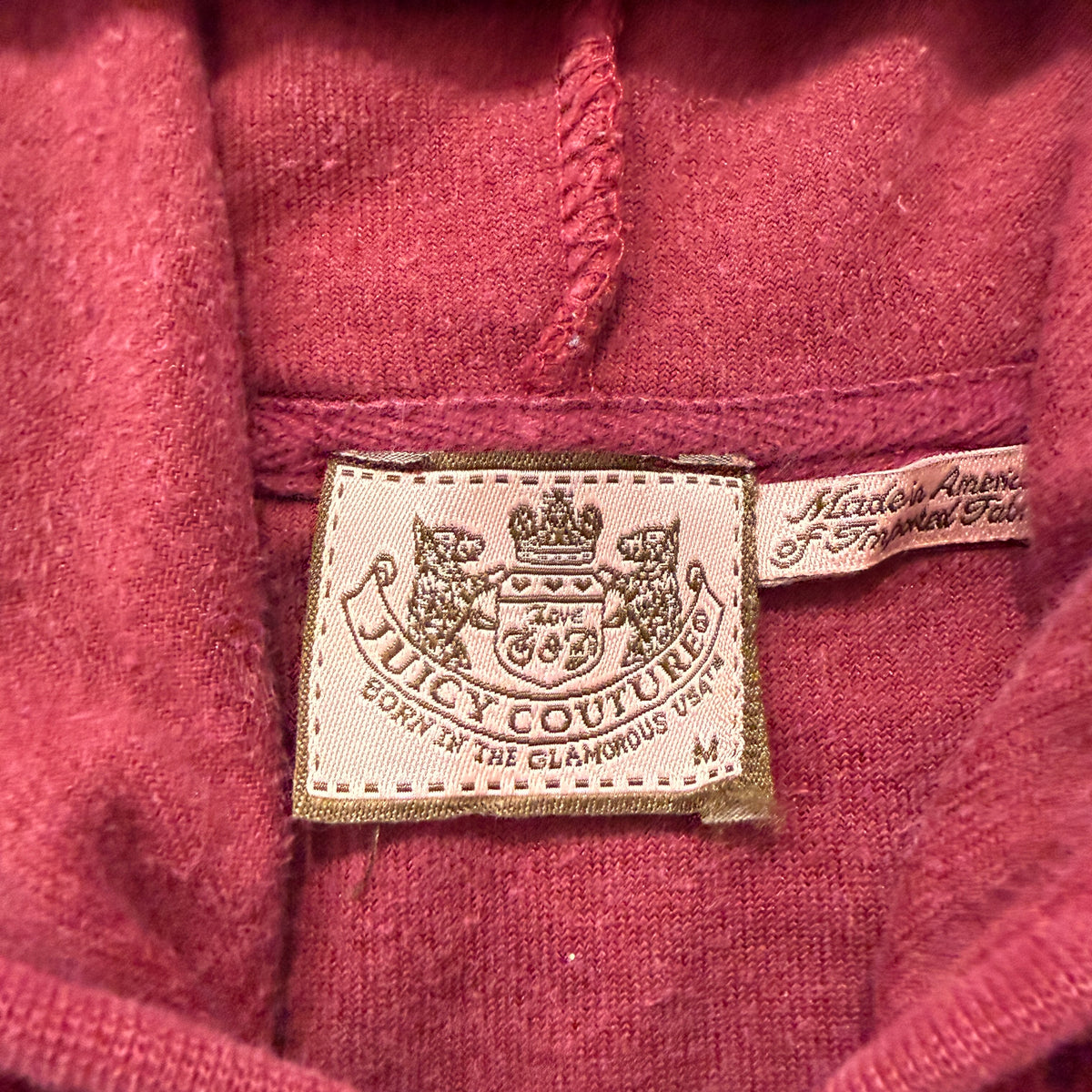 Juicy Couture Women's Red Velour Zip-Up Hoodie Pockets Loungewear Classic Size M