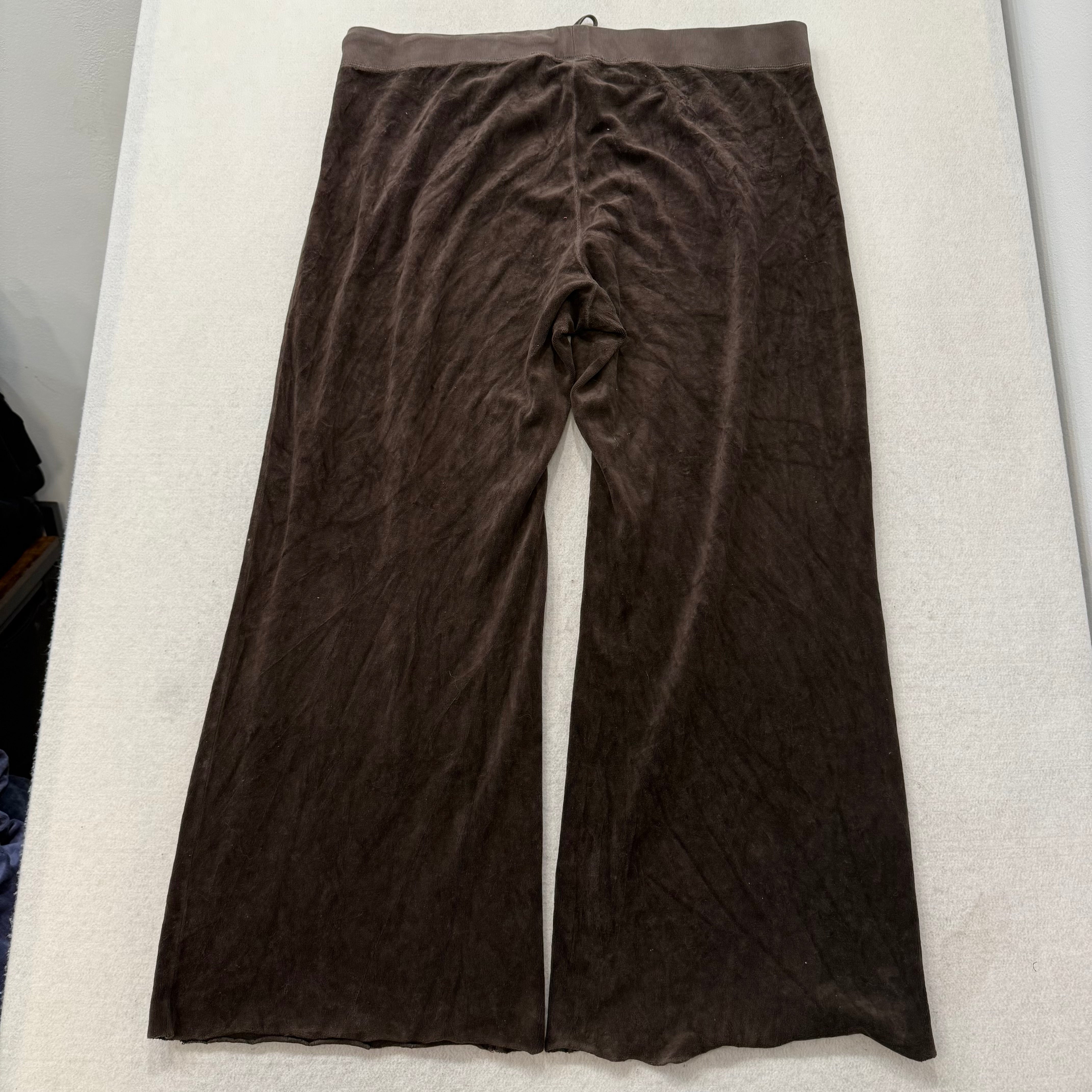Juicy Couture Women's Dark Brown Velour Flared Wide Leg Track Pant Y2K Size 2X