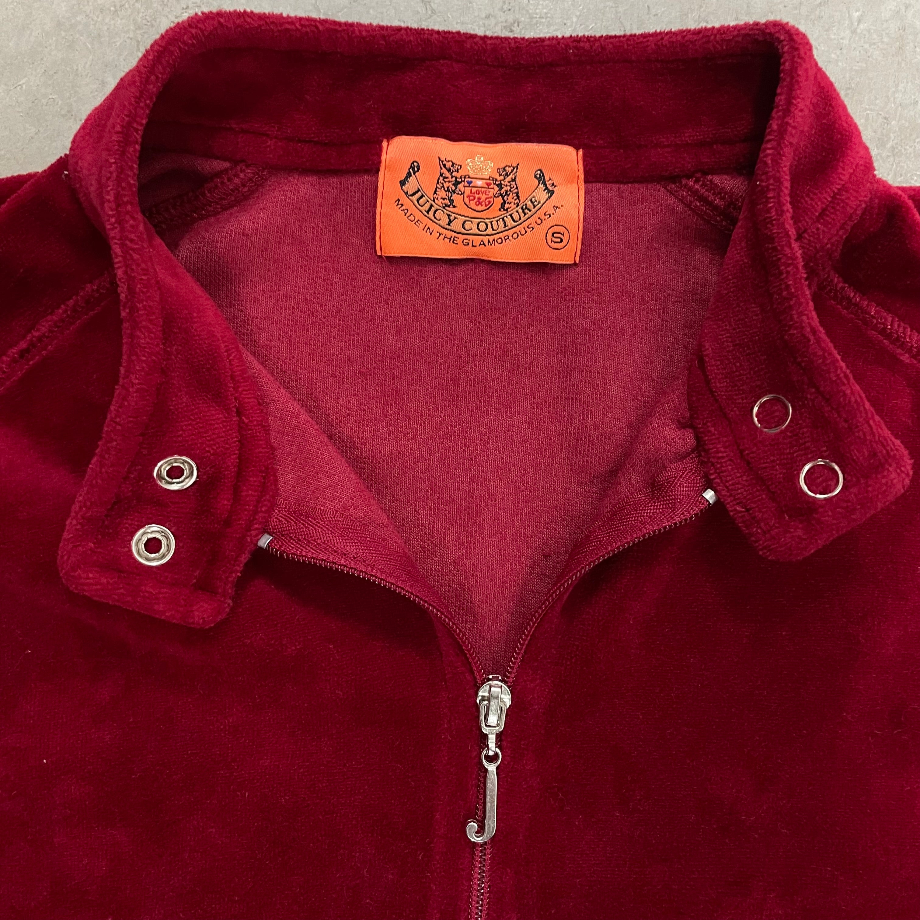 RED SNAP COLLAR VELOUR JACKET SIZE SMALL