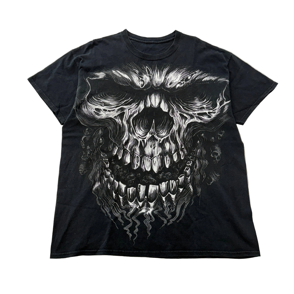 Black oversized skull graphic tee front view