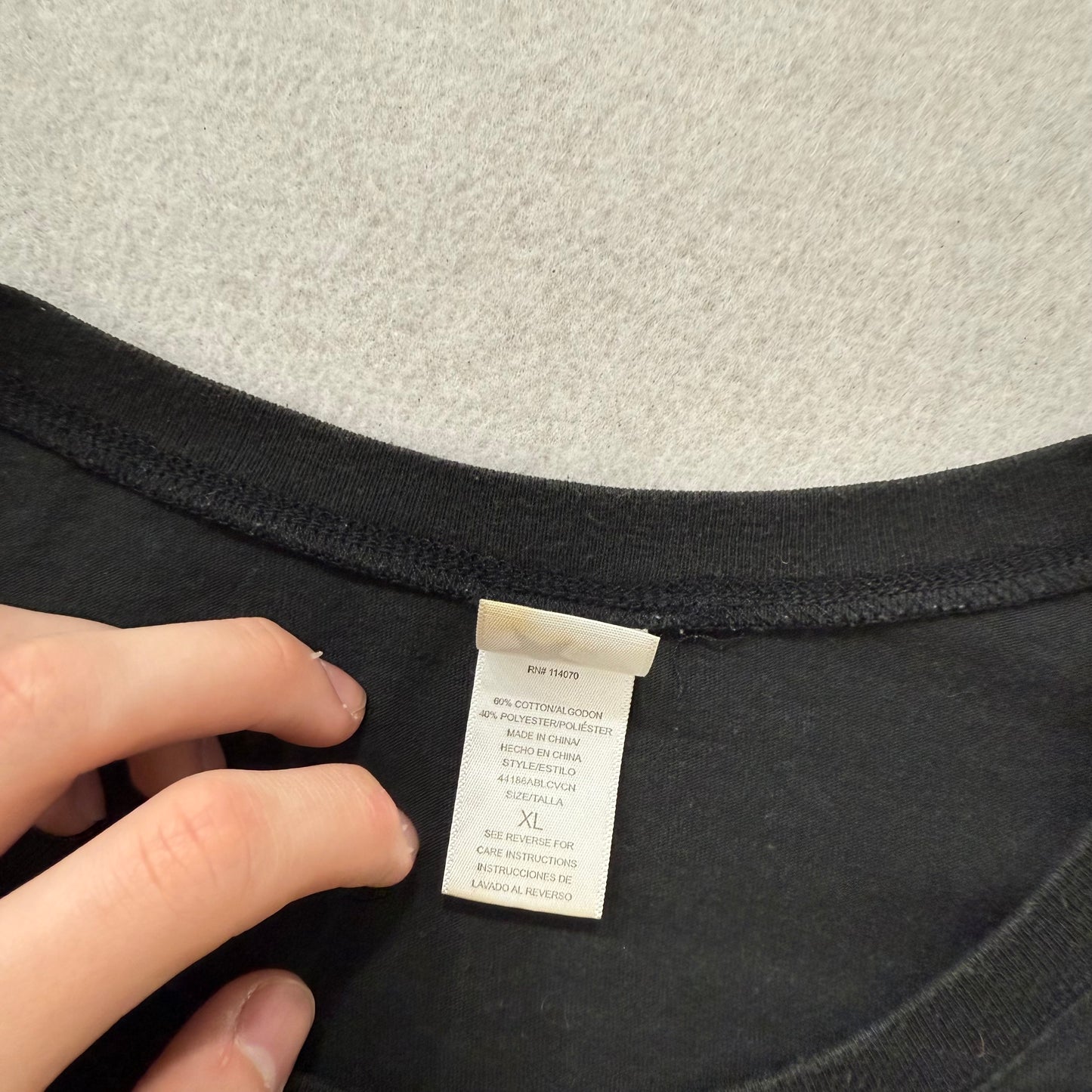 Vintage Womens Black "Faith" Cross Graphic T-Shirt Grunge Rhinestone Tee Size XL