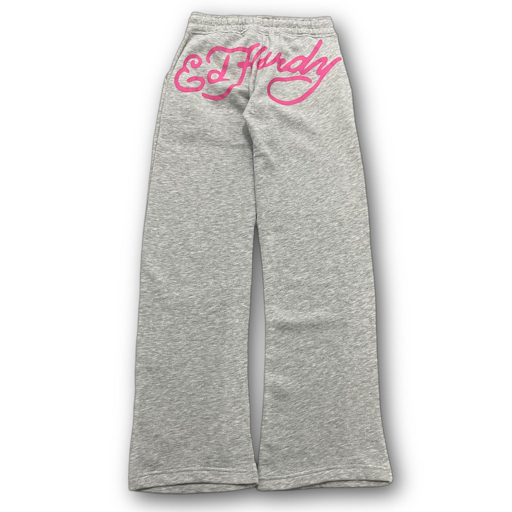 ED HARDY “Panther Rose” GREY FLARED PANTS