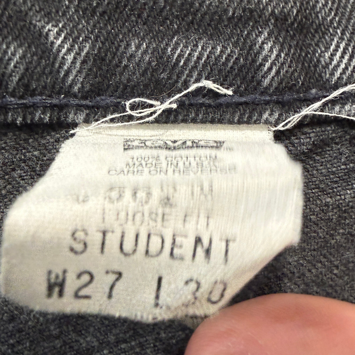 Levi's 562 Loose Fit Student Men Faded Black Denim Jeans Distressed Size W27xL30