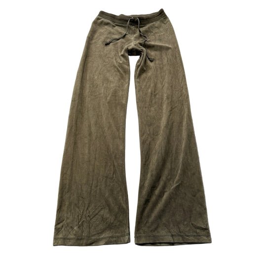 Vintage Juicy Couture Women's Olive Velour Flared Track Pants Loungewear Size S