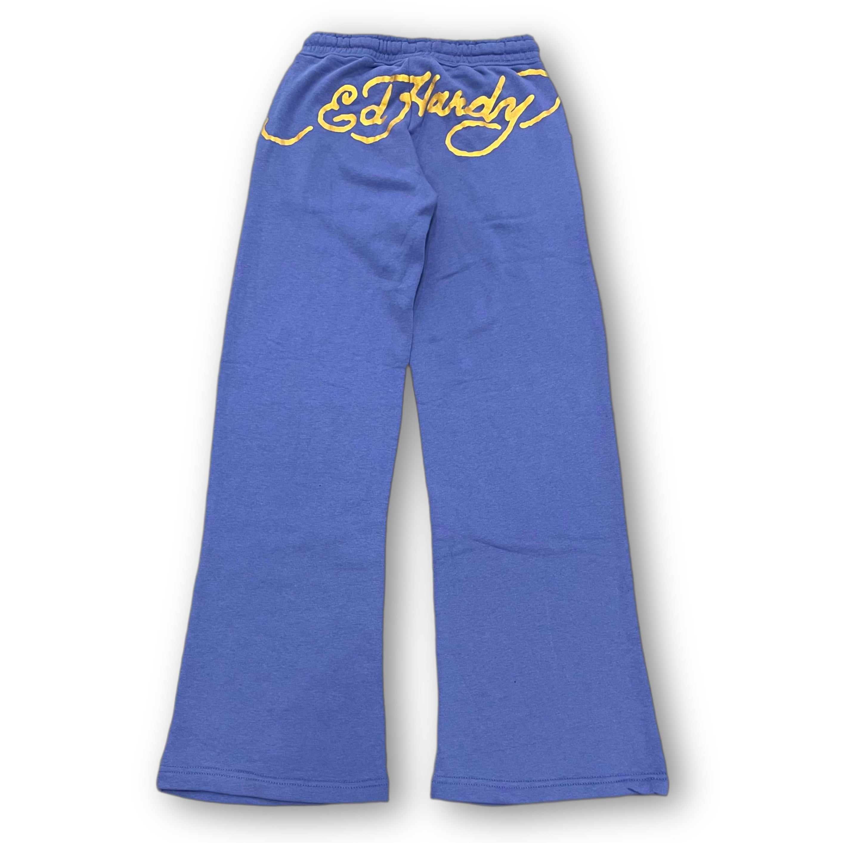 ED HARDY “Tiger Lotus” BLUE FLARE PANTS