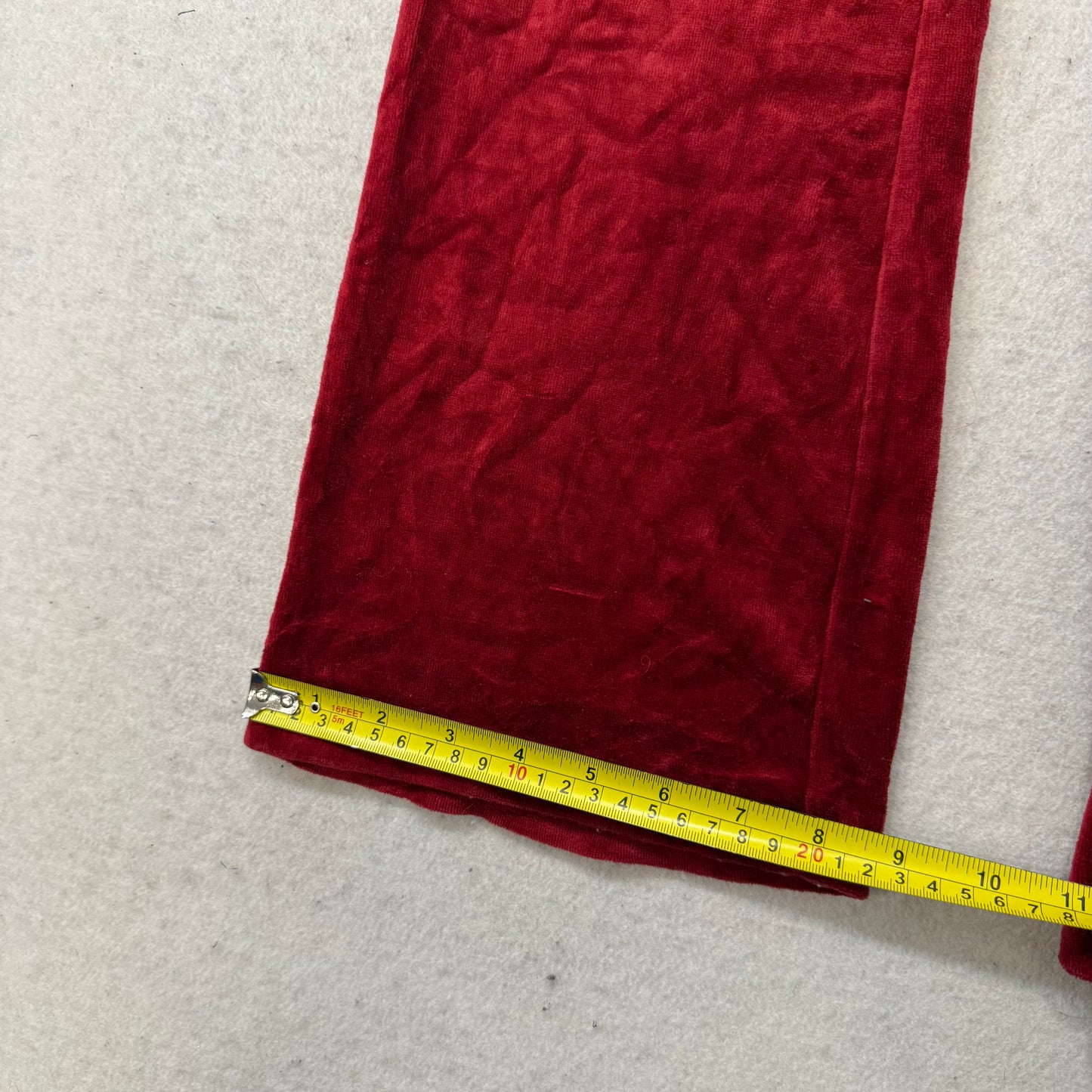 Juicy Couture Ruby Red Velour Tracksuit Set Zip-Up Hoodie & Flared Pant Size S/M