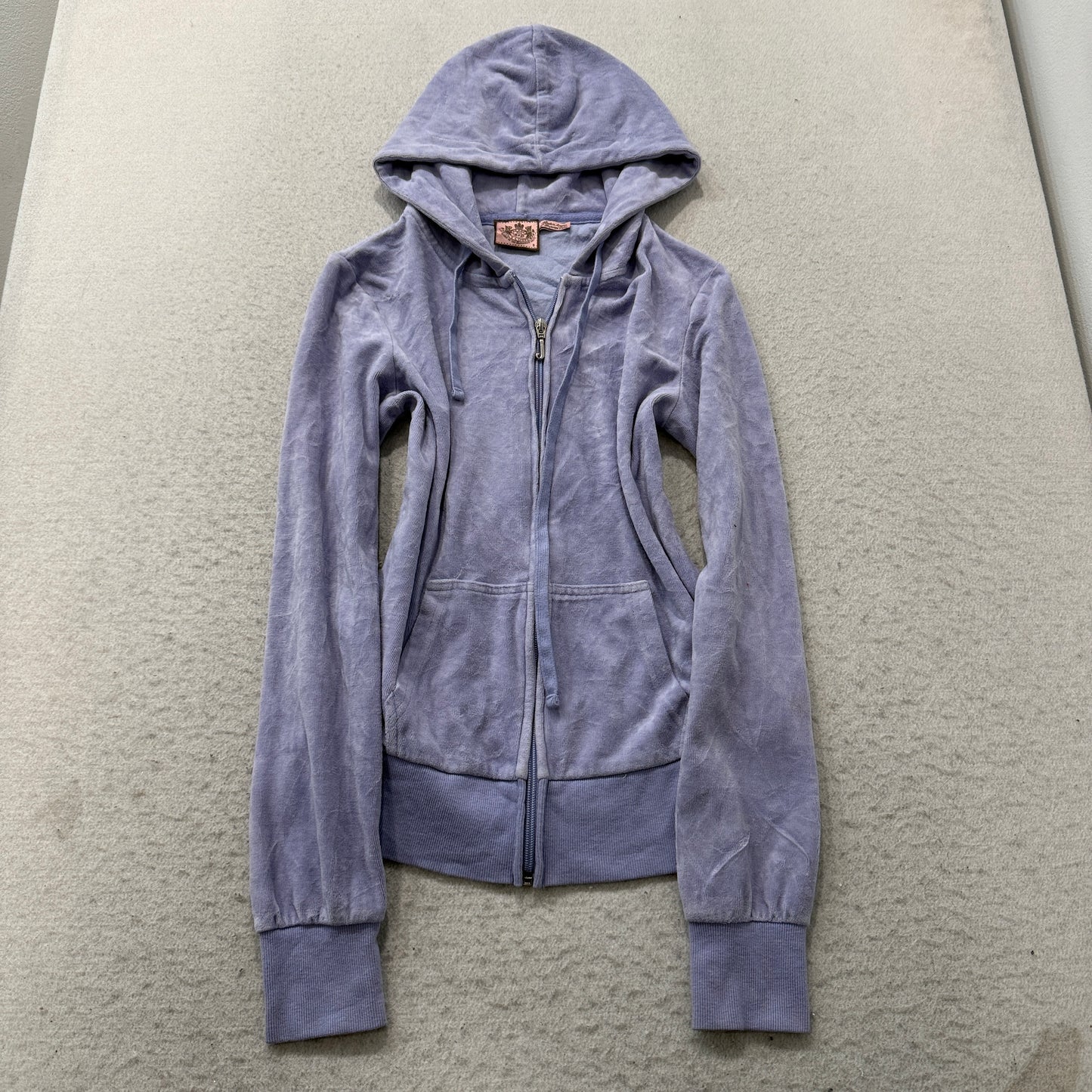 Vintage Juicy Couture Womens Lavender Velour Zip-Up Hoodie Butterfly Graphic - S