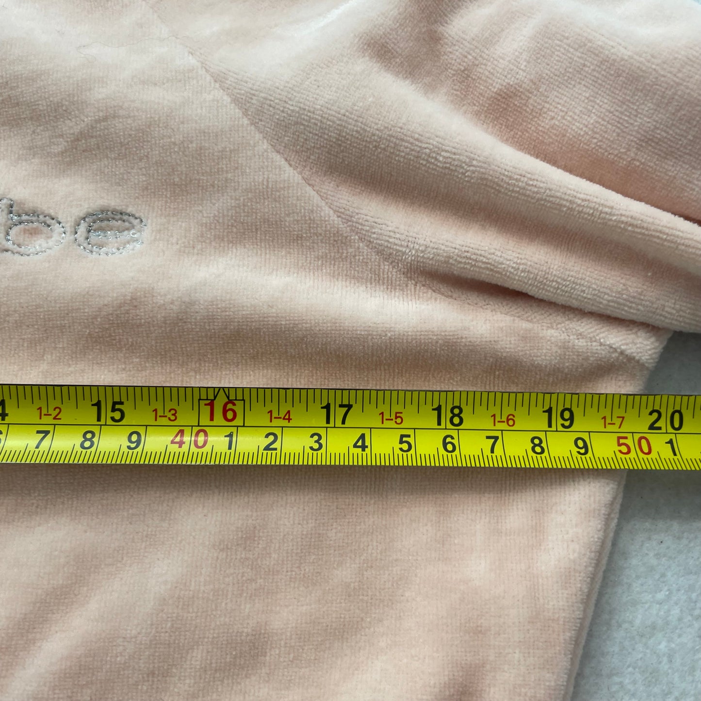 Bebe Women's Peach Velour Zip Up Track Jacket Mock Neck Side Stripes Logo Size S