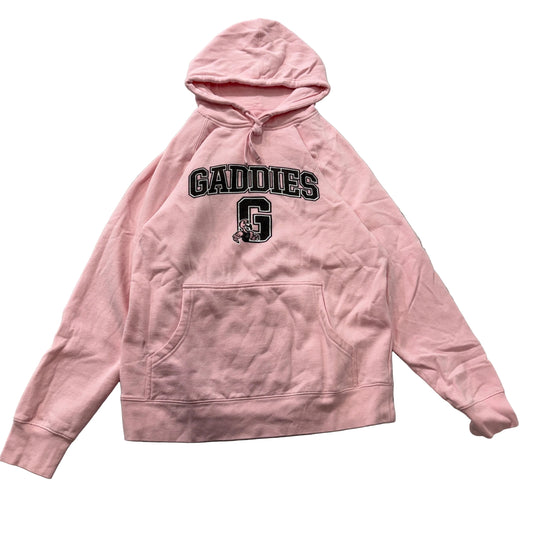 Gaddies Women's Pink Pullover Varsity Hoodie Kangaroo Pocket Streetwear Size L