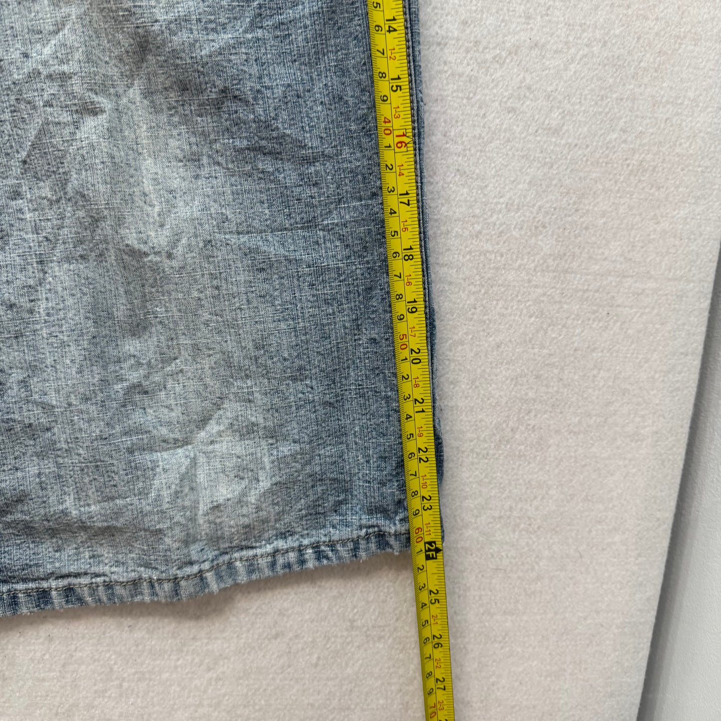 Perry Ellis Men Medium Wash Blue Denim Baggy Carpenter Short Hammer Loop Size 36
