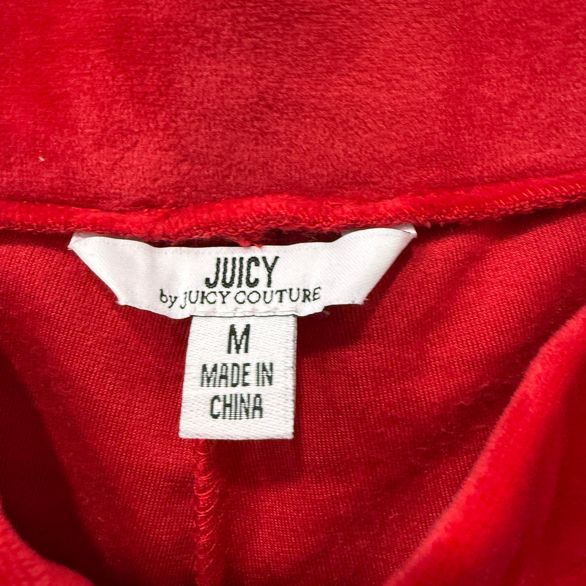 Juicy Couture Women's Red Velour Flared Track Pants Loungewear Elastic Waist - M
