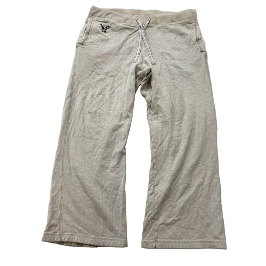 American Eagle Outfitters Women's Beige Cotton Wide Leg Sweatpants Logo Size M
