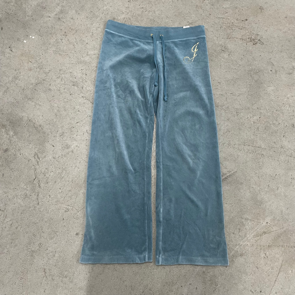 Vintage Juicy couture front design blue velour flared pants size S