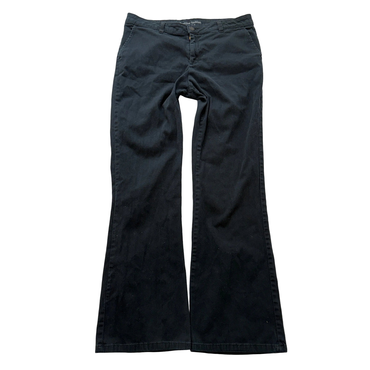 Genuine Dickies Women's Black Flared Leg Denim Jeans Pocket Casual Logo Size W32