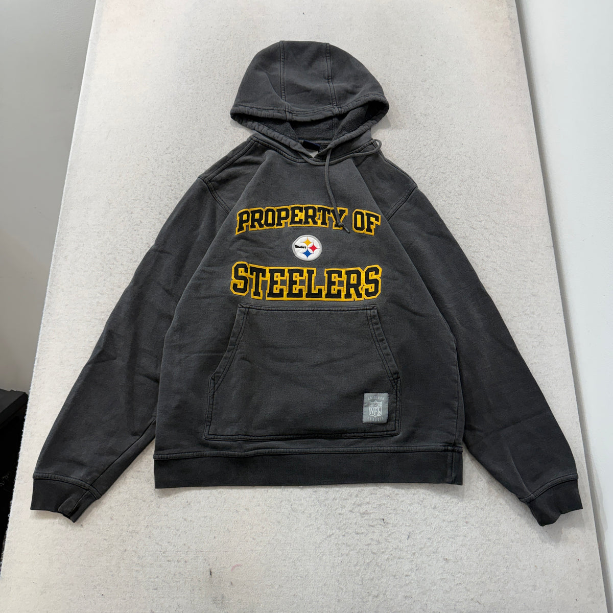 Reebok NFL Pittsburgh Steelers Grey Pullover Hoodie Size L photo 1