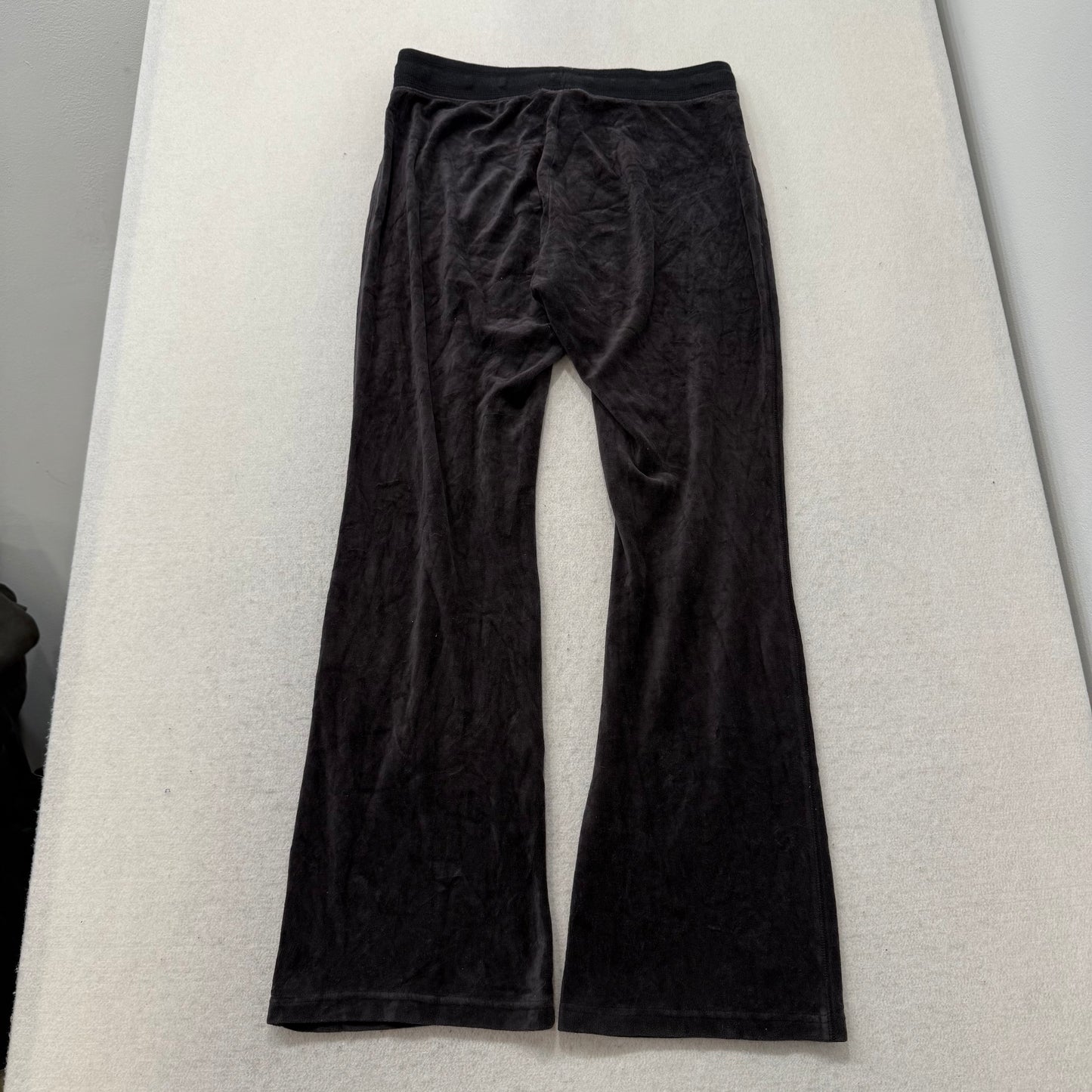 Juicy Couture Women's Black Velour Flared Track Pant Low Rise Loungewear Size M