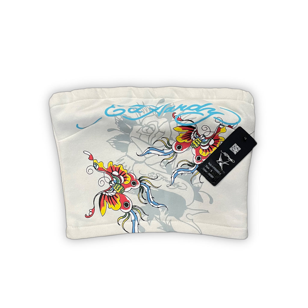 ED HARDY “BUTTERFLIES” WHITE TUBE TOP & PANT SET