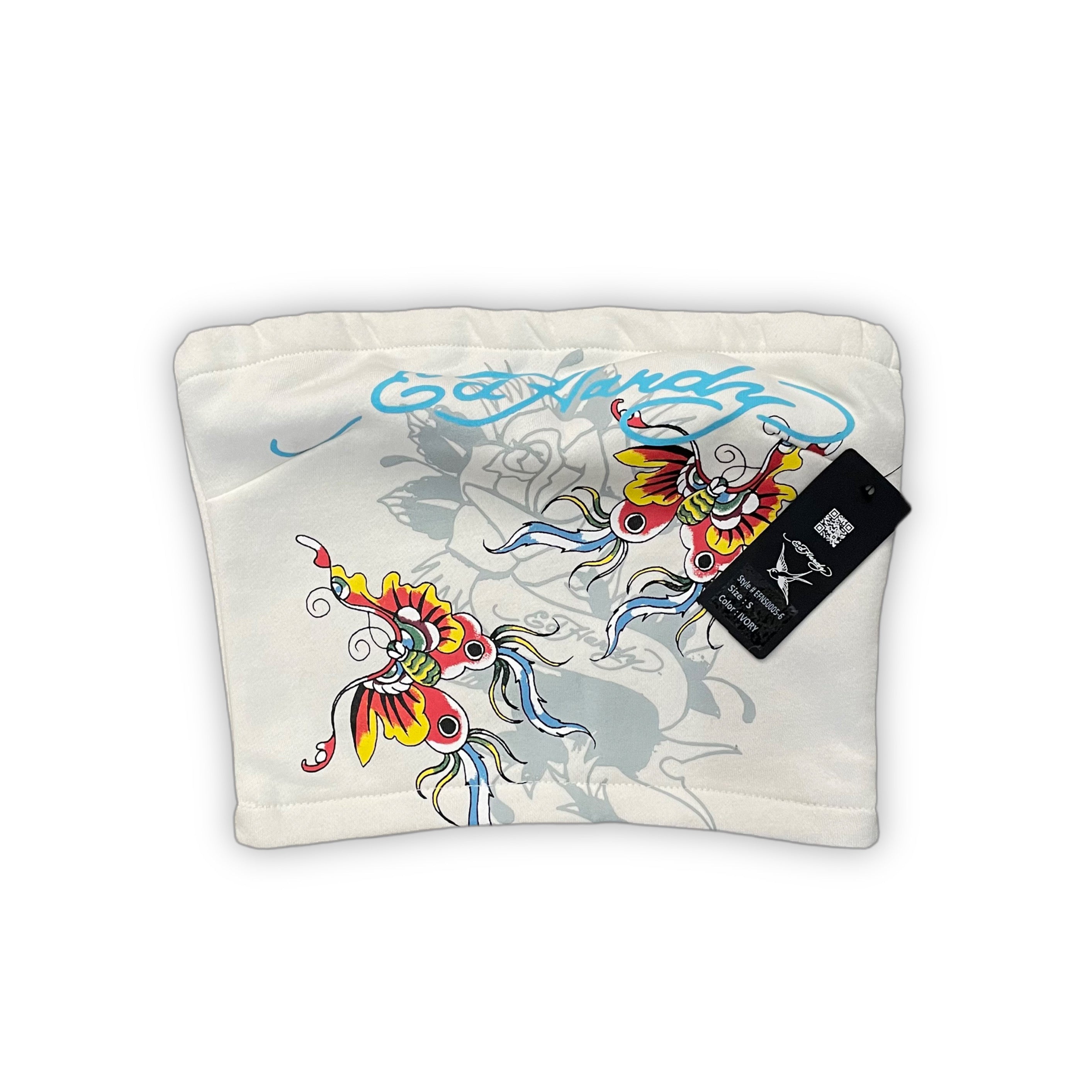 ED HARDY “BUTTERFLIES” WHITE TUBE TOP & PANT SET
